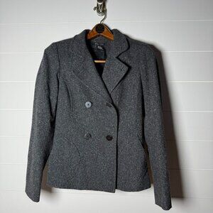 Etcetera • Gray/Black Heathered Wool Blend Collared Blazer- Size 8